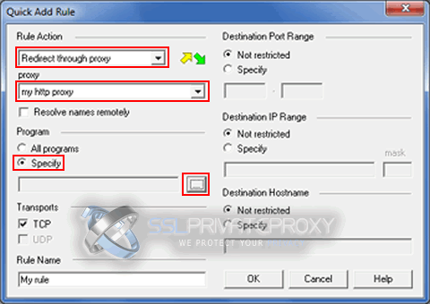 proxycap rule action section add http rule